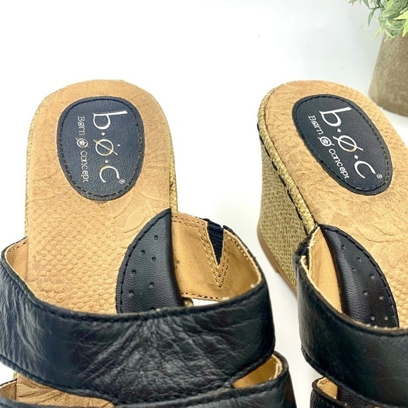 BOC (Born of Concept) Black Cork Wedge Platform‎ Sandal, Sz 8 - Picture 7 of 10
